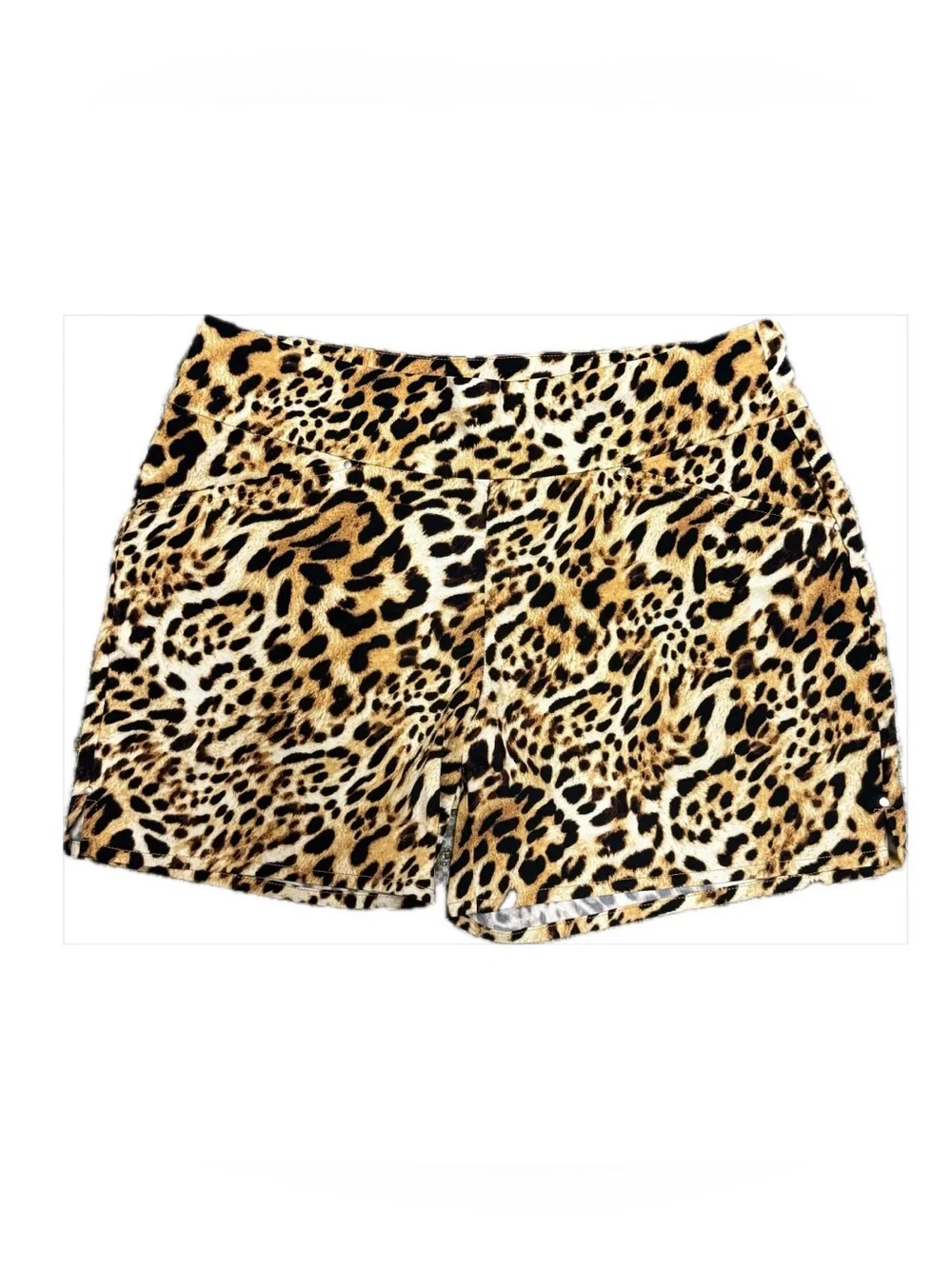 INC International Concepts Stretchy Leopard Print Shorts Size 14
